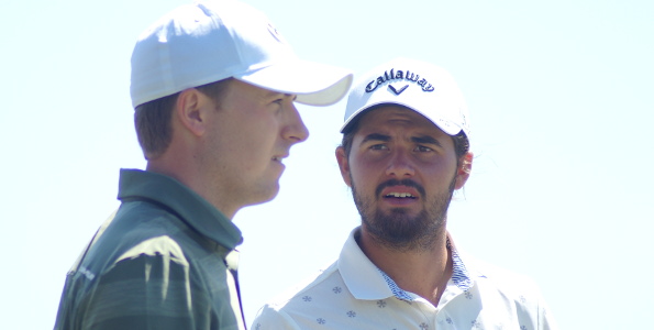 Twenty three year old two time major winner Jordan Spieth and 20 year old amateur Curtis Luck seemed to find lots to chat about during the opening round of the 101st Australian Open